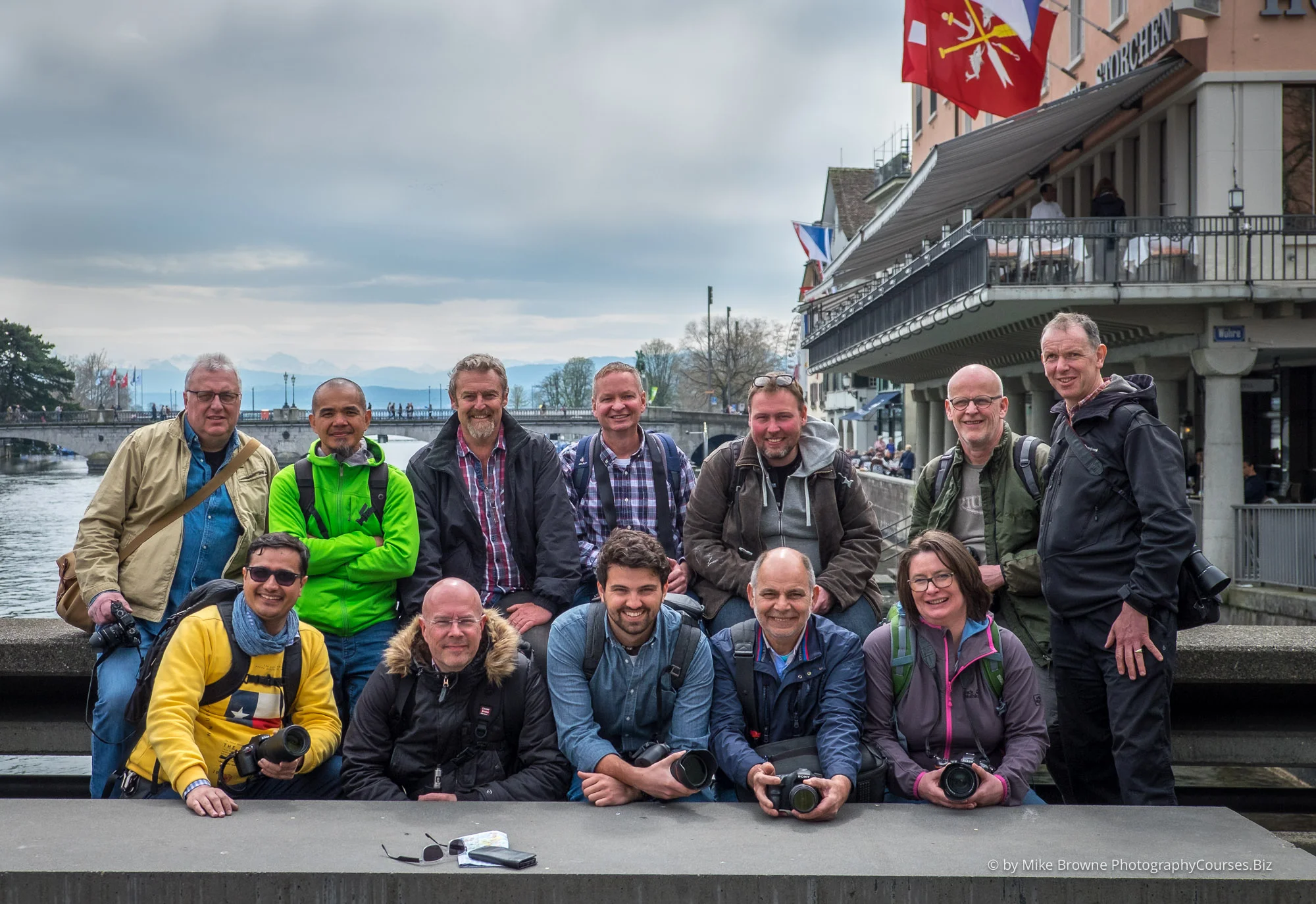 Group of photographers on the Rathausbrücke bridge in Zurich