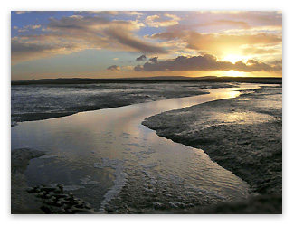 landscape sunset over water