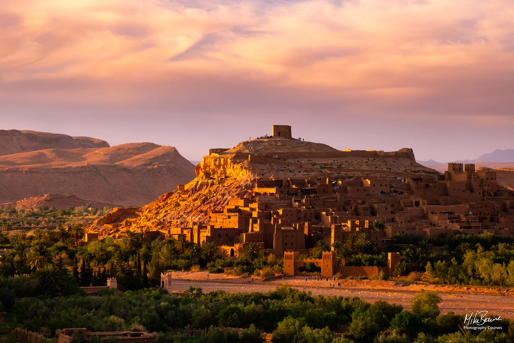 Sunset at ancient village of Ait-Ben-Haddou, Morocco