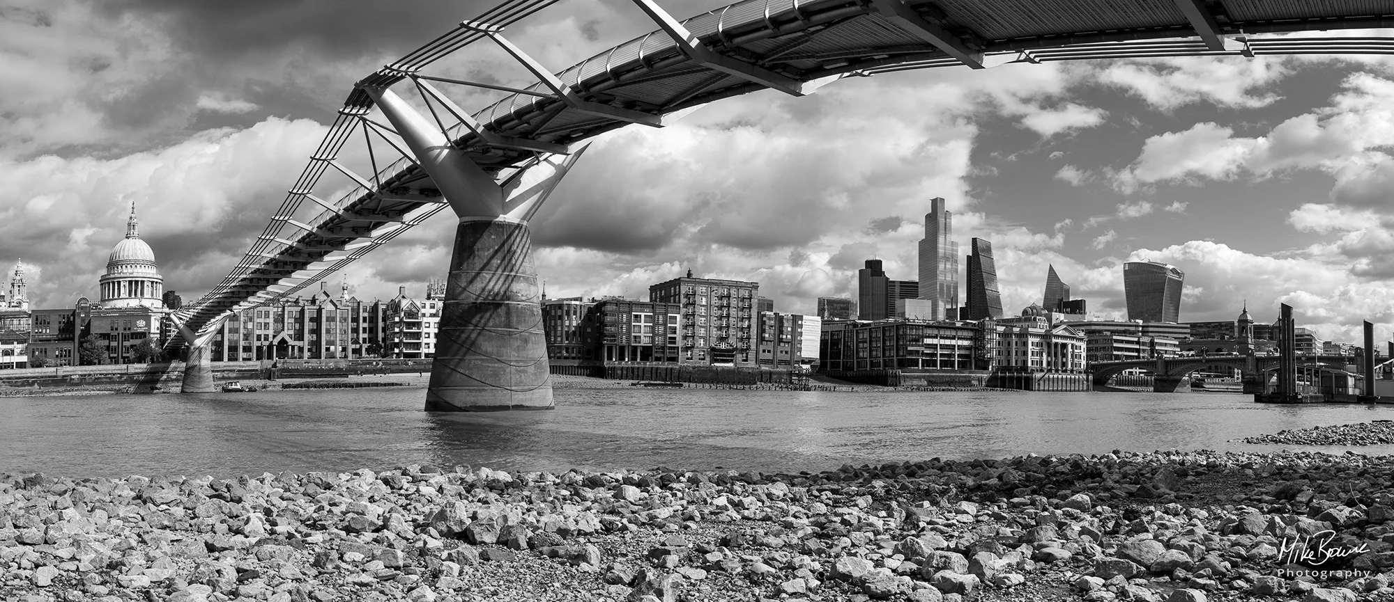 Undeside of millennium bridge in London