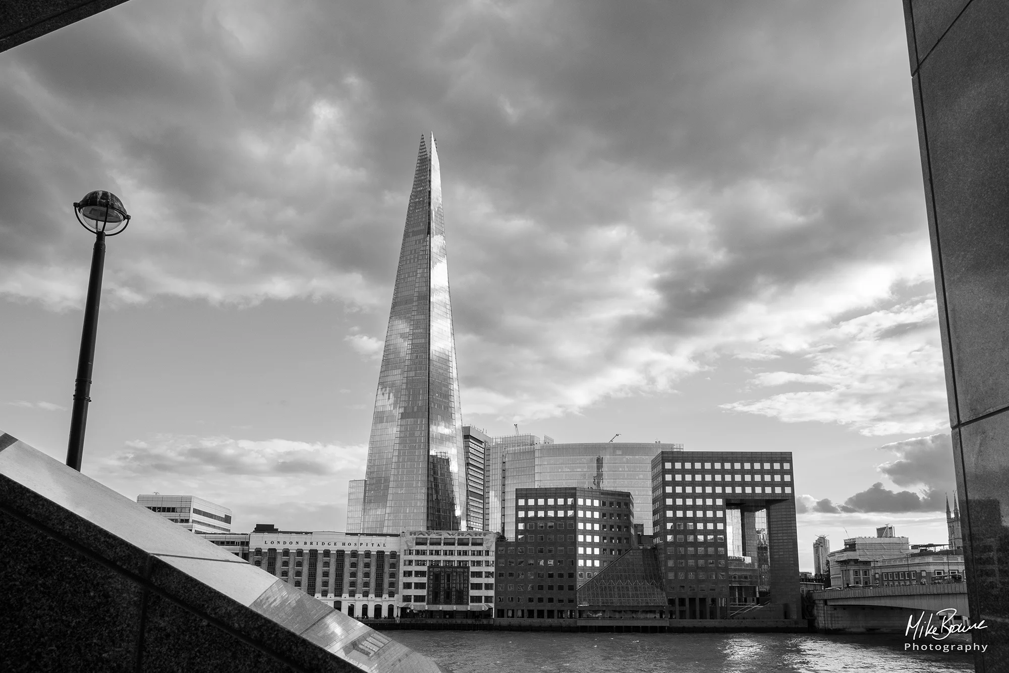 The Shard through a frame across the river Thames