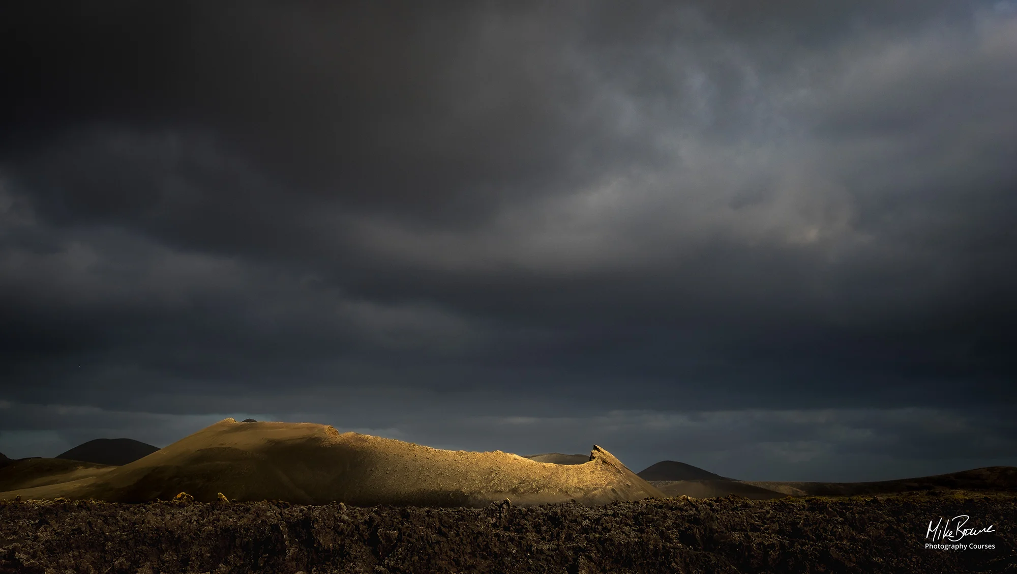 Storm clouds over Caldera de Los Cuervos, Lanzarote