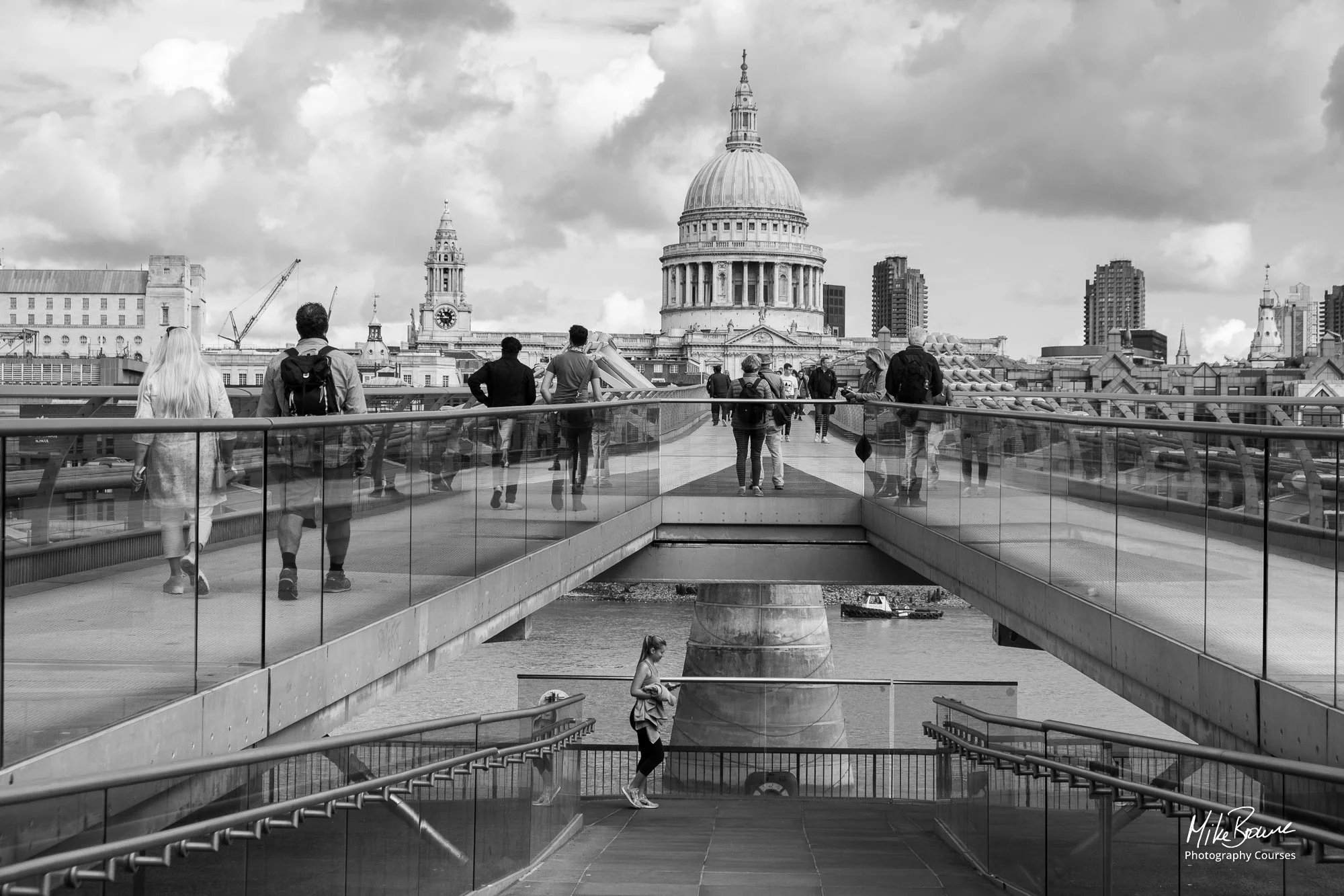 St Paul\'s Cathedral viewed across the Millennium bridge in London