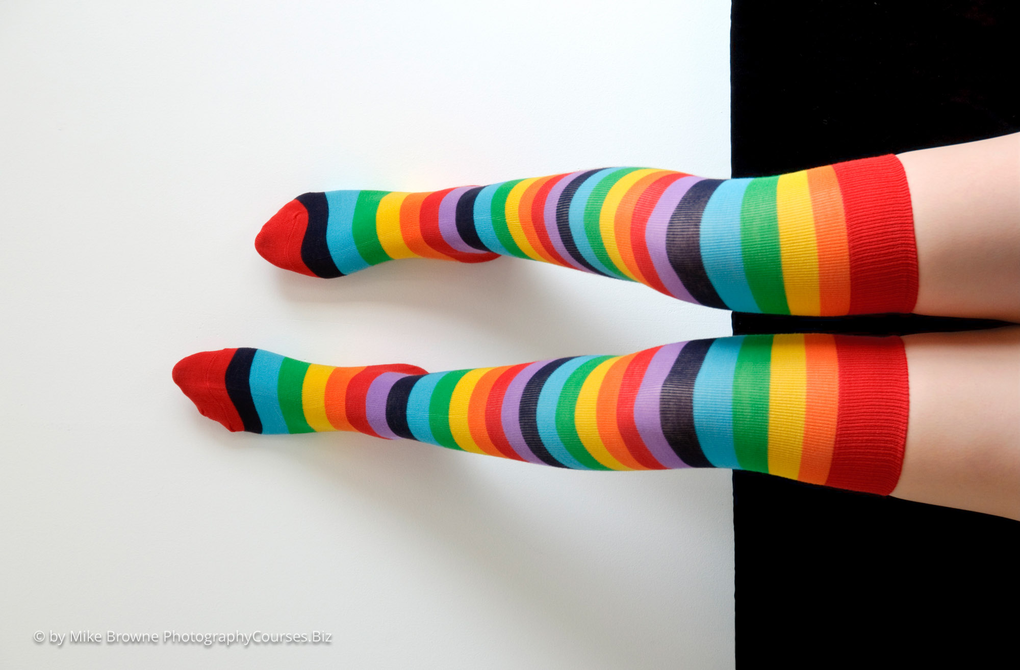 legs in stripy socks