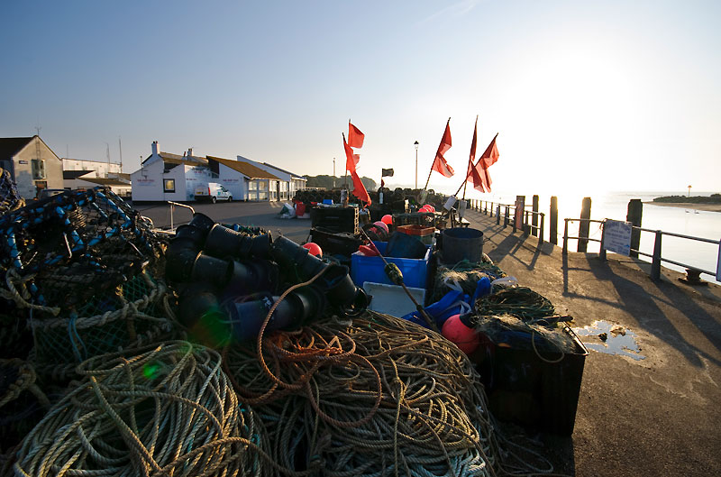 Mess of working fishing equipment on Mudeford Quay