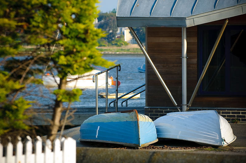 Two upturned skiffs at Christchurch Quay